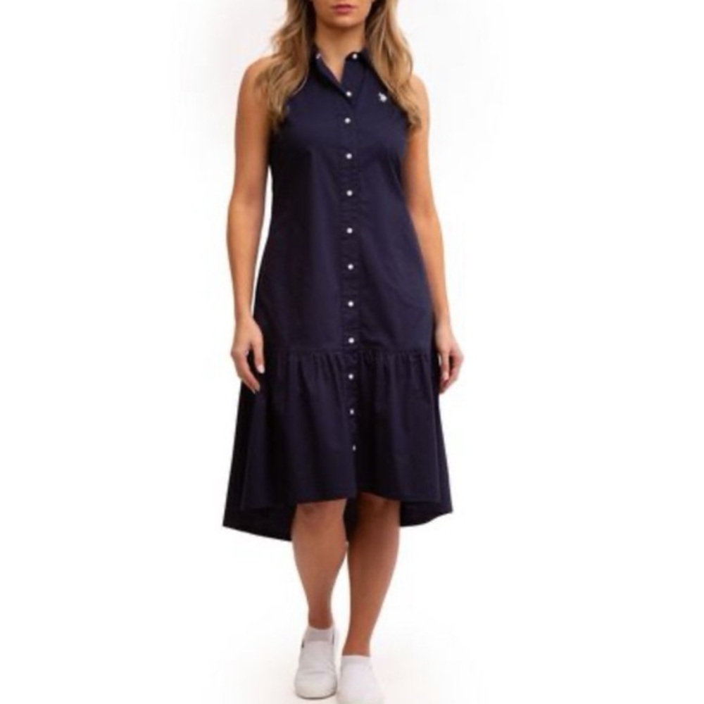U S  Polo Assn  navy button up dress size L